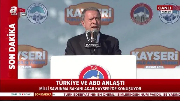 Milli Savunma Bakanı Akar, Kayseri'de Barış Pınarı Harekatı'na yönelik önemli açıklamalarda bulundu