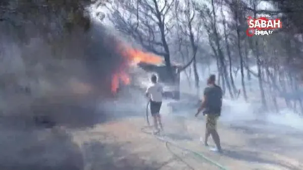 Yusuf Güney, Bozcaada’daki yangın söndürme çalışmalarına katıldı | Video