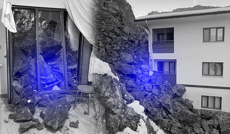 Artvin’de heyelan: Yamaçtan kopan kayalar eve girdi!