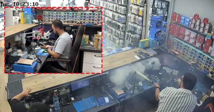 Osmaniye’de tamir edilen cep telefonunun bataryası patladı: O anlar kamerada