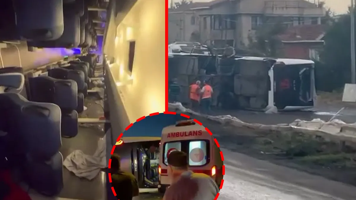 Büyükçekmece’de feci kaza! Servis otobüsü devrildi: 18 yaralı! haber görseli