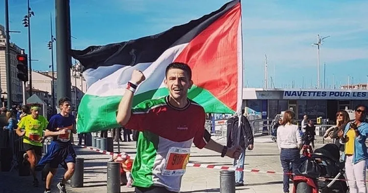 O atlet, Özgür Filistin için koştu