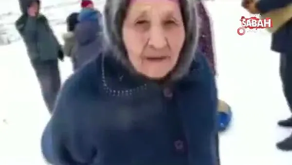 85 yaşındaki ninenin kayak keyfi kamerada | Video