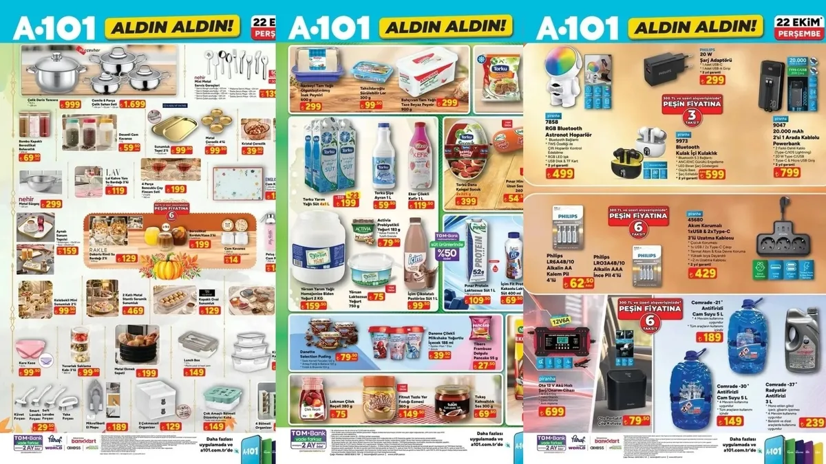 A101 AKTÜEL 22 EKİM PERŞEMBE! A101 aktüel indirimlerinde: çelik sahan seti, baharatlık, 4 bölmeli organizer