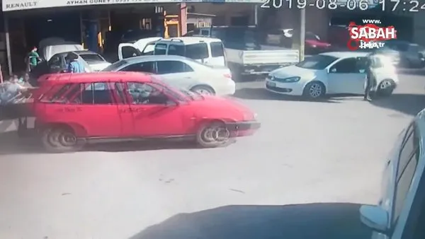 Aksaray'da satıp parasını alamadığı otomobilini iterek kaçırırken güvenlik kamerasına yakalandı