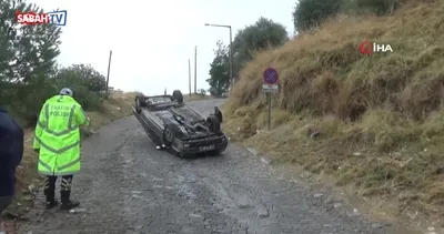 Freni tutmayan otomobil takla attı