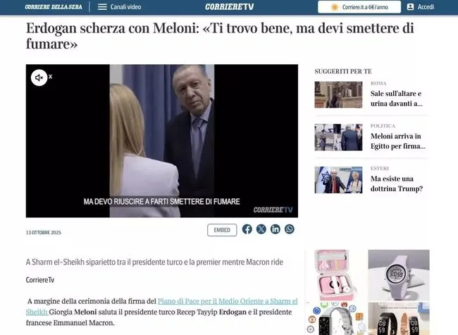 Dünya bu diyaloğu konuşuyor: Erdoğan’ın Meloni’ye sigarayı bırakma tavsiyesi manşetlerde!