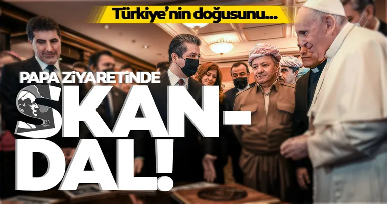 Papa ziyaretinde harita skandalı! Barzani'den Kürdistan propagandası