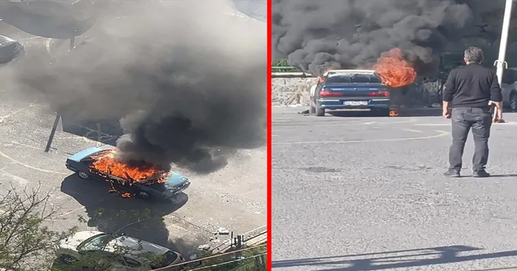 Kağıthane’de korkutan yangın! 4 gün önce park ettiği otomobil alev alev yandı