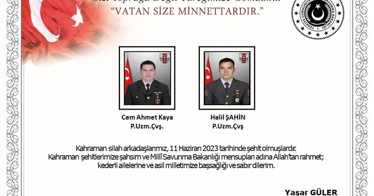 Son dakika: Pençe-Kilit Harekatı bölgesinde 2 asker şehit düştü