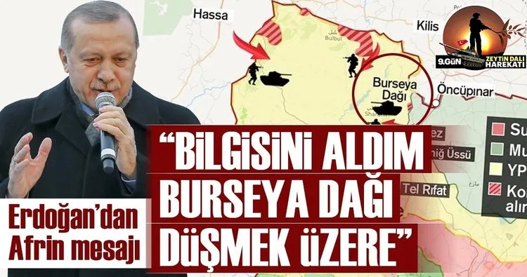 Erdoğan'dan Afrin mesajı: Burseya tepesini düşüreceğiz.