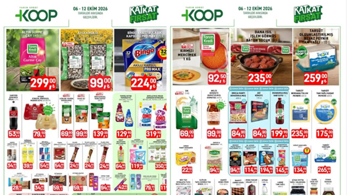 TARIM KREDİ AKTÜEL KATALOG: 1 KG çay 299,00 TL, 32'li bulaşık kapsülü 224,00 TL... 12 Ekime kadar satışta!