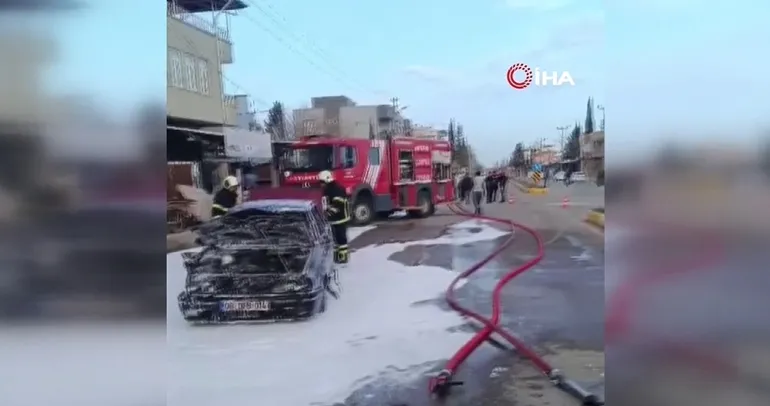 Otomobil, alev alev yandı