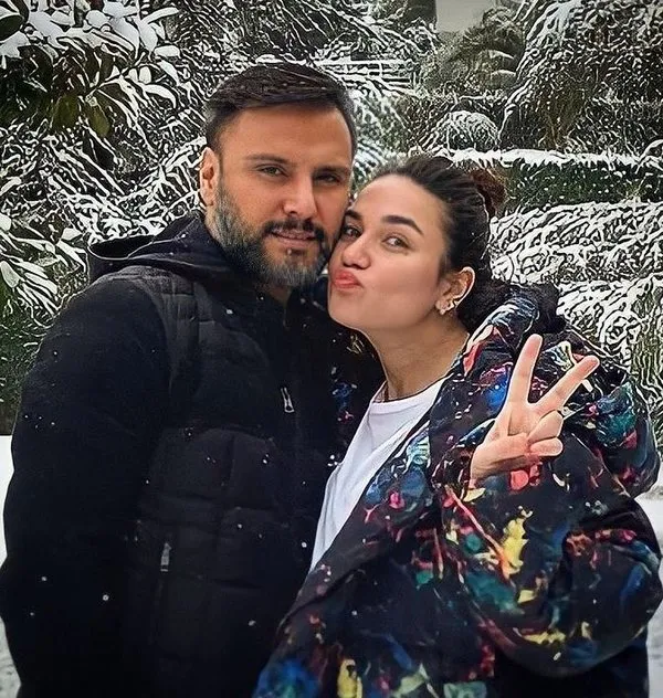 Alişan�ın karnı burnunda eşi Buse Varol kar görünce dayanamadı! Buse