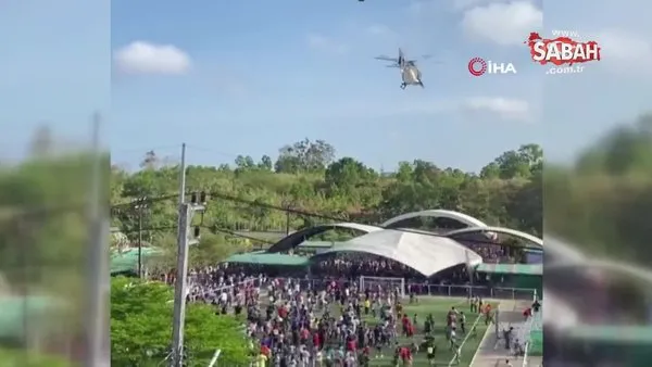 Tayland'da hediye dağıtan helikopter etkinlik çadırını devirdi: 8 yaralı | Video