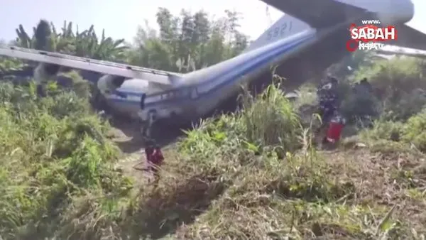 Myanmar askeri uçağı pistten çıktı: 8 yaralı | Video