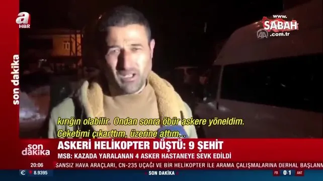 Bitlis'te düşen helikopterdeki yaralı askerlerin yardımına koşan köylü, o anları anlattı | Video