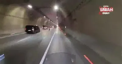 Dolmabahçe Tüneli’nde “makas” kazası kamerada: Araçların arasında geçerken kendini yerde buldu | Video
