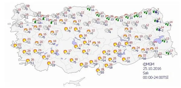 Yurtta 5 günlük hava durumu