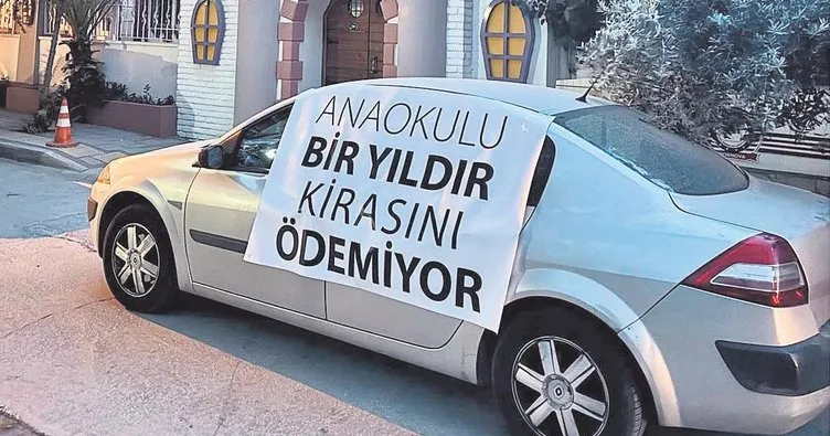 Anaokulunda kiracıya pankartlı protesto