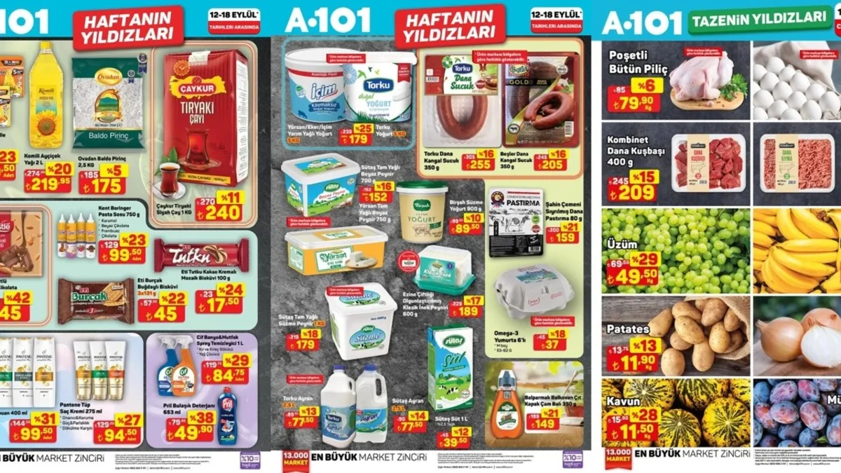 A101 AKTÜEL 12-18 EYLÜL FIRSAT BROŞÜRÜ! Kırmızı et, kıyma, yağ, peynir... Bu hafta A101 aktüel ürünler kataloğunda neler var?