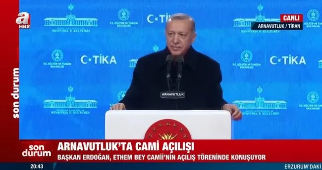 Son dakika: Arnavutluk'ta Başkan Erdoğan'a sevgi seli! Ethem Bey Camii ibadete açıldı