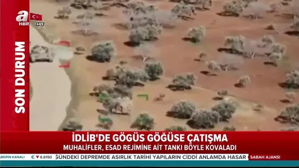 Suriye'de muhaliflerin 45 tonluk rejim tankını 15 tonluk zırhlı araçla kovaladığı anlar kamerada | Video