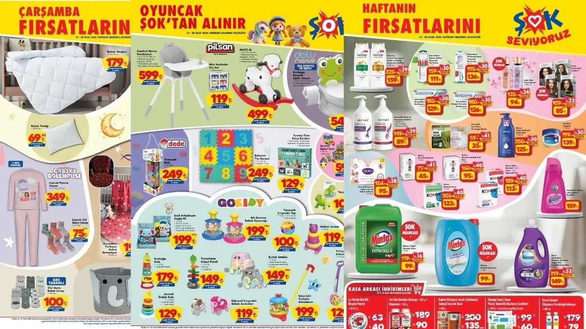 ŞOK AKTÜEL ŞAŞIRTAN FIRSATLAR! ŞOK aktüel 14-20 Ocak indirimleri: mama sandalyesi, bebek battaniyesi...