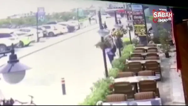 Restoran çıkışında karısını döven adama meydan dayağı kamerada | Video