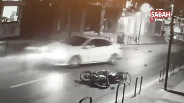 Şişli’de kuryenin feci ölümü kamerada... Motosiklet bir yere sürücü başka yere fırladı | Video