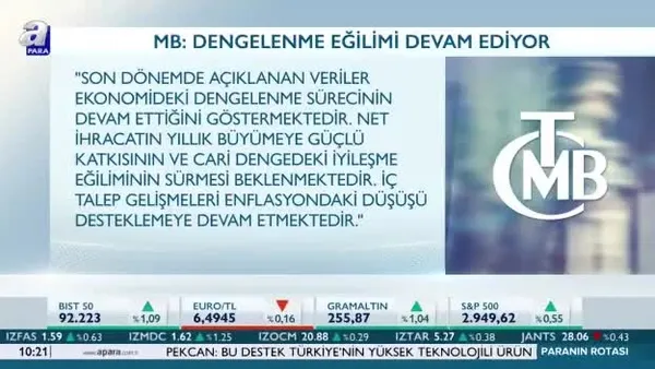 Merkez Bankası: Enflasyonda düşüş devam ediyor