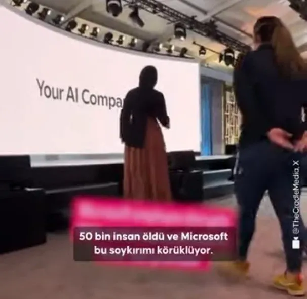 Microsoft’un 50. yıl partisinde çarpıcı görüntüler! İsrail iş birliğine lanet okudular: Elinizde kan var!