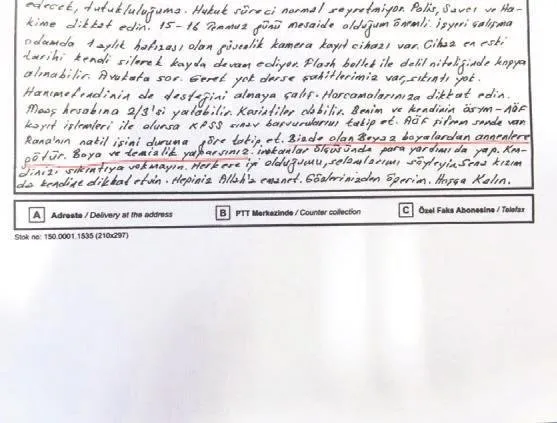 Cuntacidan Esine Sifreli Mektup Son Dakika Haberler