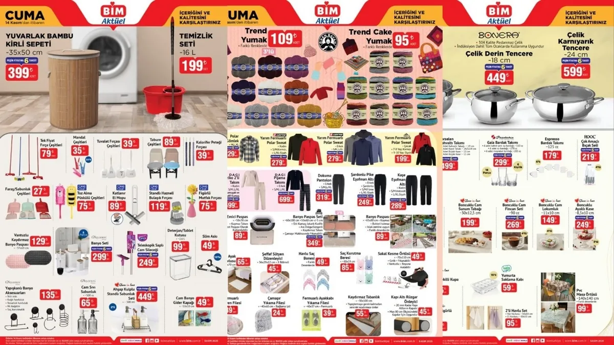BİM YENİ HAFTAYA ÖZEL FIRSATLAR! 14-18 Kasım BİM aktüel ürünler neler? Çelik tencere, banyo paspası...