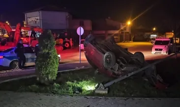 Kontrolden çıkan otomobil devrildi! Sürücü yaralandı #corum