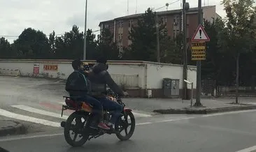 Sivas’ta motosiklet üzerinde tehlikeli yolculuk #sivas