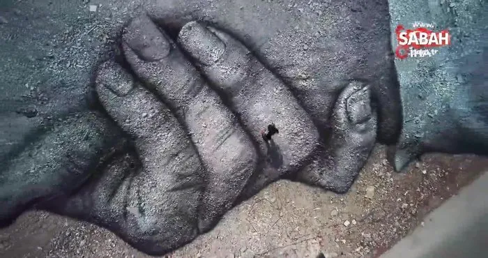 Fransız sanatçı, enkaz üzerine çizdiği dev eserle dünyaya kardeşlik mesajı verdi | Video