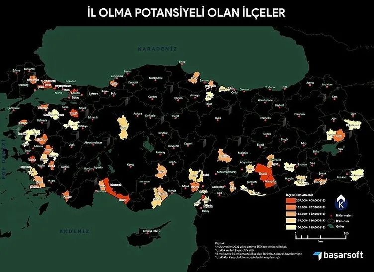 İl olmaya aday en yakın 67 ilçe belli oldu! Zirvede hangi şehir var? Listenin ilk sırasına o şehrimiz damga vurdu!