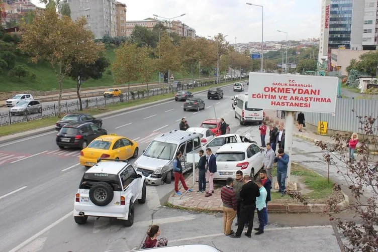 Beyoğlu’nda hastane önünde bir garip kaza