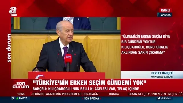 MHP Lideri Devlet Bahçeli'den 'erken seçim' açıklaması: Kılıçdaroğlu'nun zorlaması kimlerin siparişidir?
