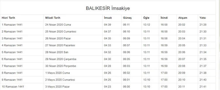 Ramazan imsakiye yayınlandı! 2020 Ramazan ne zaman başlıyor? İstanbul, Ankara, İzmir imsakiye ile iftar ezan saatleri ve il il sahur vakti!