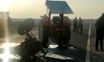 Nusaybin’de trafik kazası! Traktör ikiye bölündü: 2 yaralı #mardin