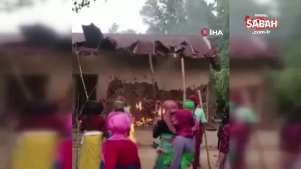 Hindistan'da kadınlar taciz şüphelisinin evini ateşe verdi | Video