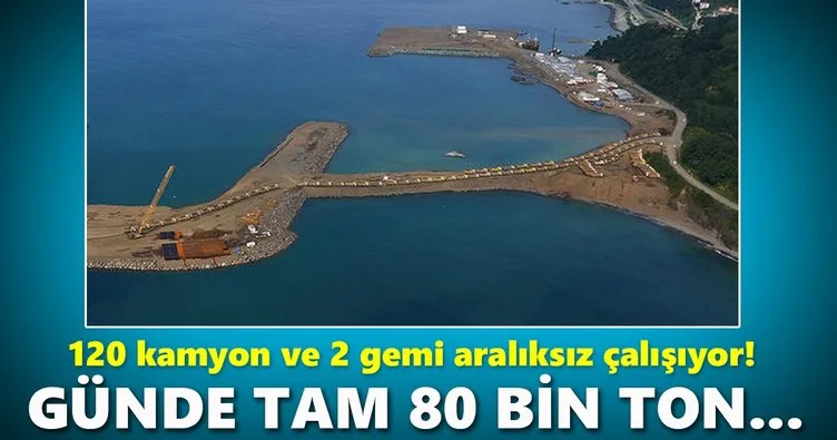 120 kamyon ve 2 gemiyle günde 80 bin ton...