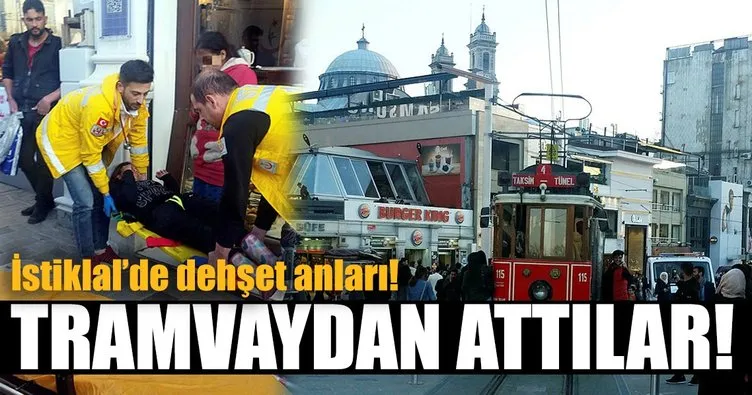 Taksim’de 12 yaşındaki çocuğu tramvaydan aşağı ittiler
