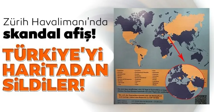 Zürih Havalimanı’nda skandal afiş! Türkiye’yi haritadan sildiler!