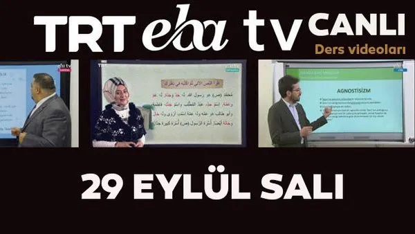 TRT EBA TV izle! (29 Eylül Salı) Ortaokul, İlkokul, Lise dersleri 'Uzaktan Eğitim' canlı yayın: EBA TV ders programı | Video
