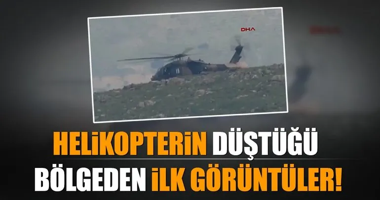 Helikopterin düştüğü bölgeden ilk görüntüler