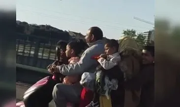 Tehlikeli yolculuk kamerada: 4’ü çocuk 6 kişi aynı motosiklette! #bursa