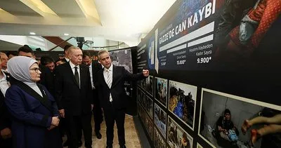 Başkan Erdoğan, eşi Emine Erdoğan ile birlikte Kızılcahamam’da Filistin sergisini gezdi